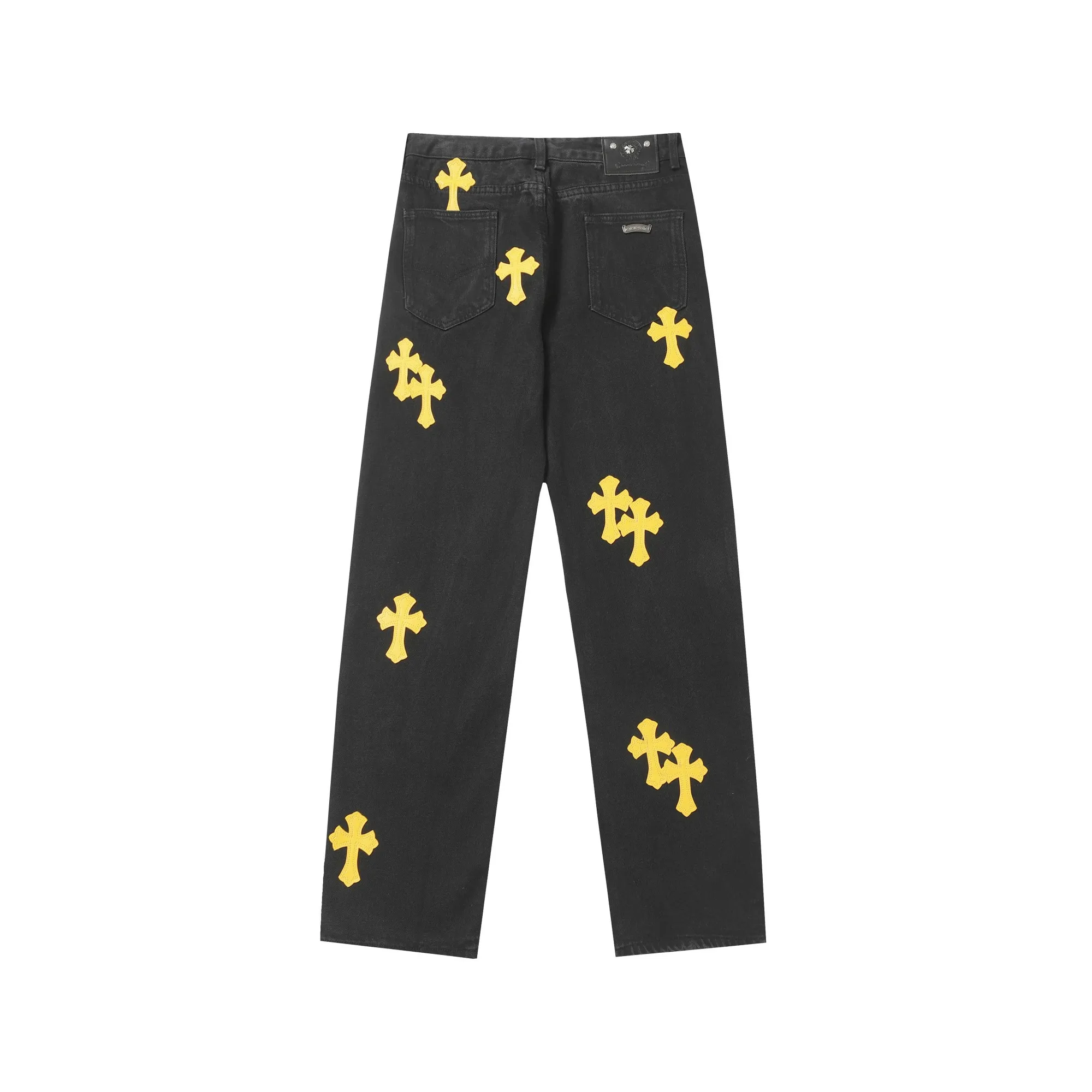 KE982 P230 The only correct leather label version on the market Chrome Hearts CH Miami limited yellow leather jeans Top ceiling quality 100% correct version The correct version is here!  Believe me this must be the best quality you will ever come across! ! Excellent value for money! !  Styles with different washes and textures are very friendly to people with thin legs and thick legs. The straight version is very flattering to the shape of the legs. The moderate length is timeless and easy to match. It is the basis of various styles and a must-have in the wardrobe! ! Add a little stacking to make the atmosphere easy to control. The fabric is stiff but the upper body is soft without losing texture. The sides and cuffs of some styles have a bone-wash effect. It’s really hard not to love it!  ✅Correctly customize the Croxin metal leather label on the back panel. It is definitely not sold directly with the cross on the finished jeans. 1:1 copying strives for excellence and the details are perfectly grasped. ✅The cross leather label is clear and smooth. Exquisite turning top craftsmanship. ✅Buttons, zippers and hardware are all customized versions of the Croxin LOGO. ✅High-cost washing process. Size: 28 30 32 34 36